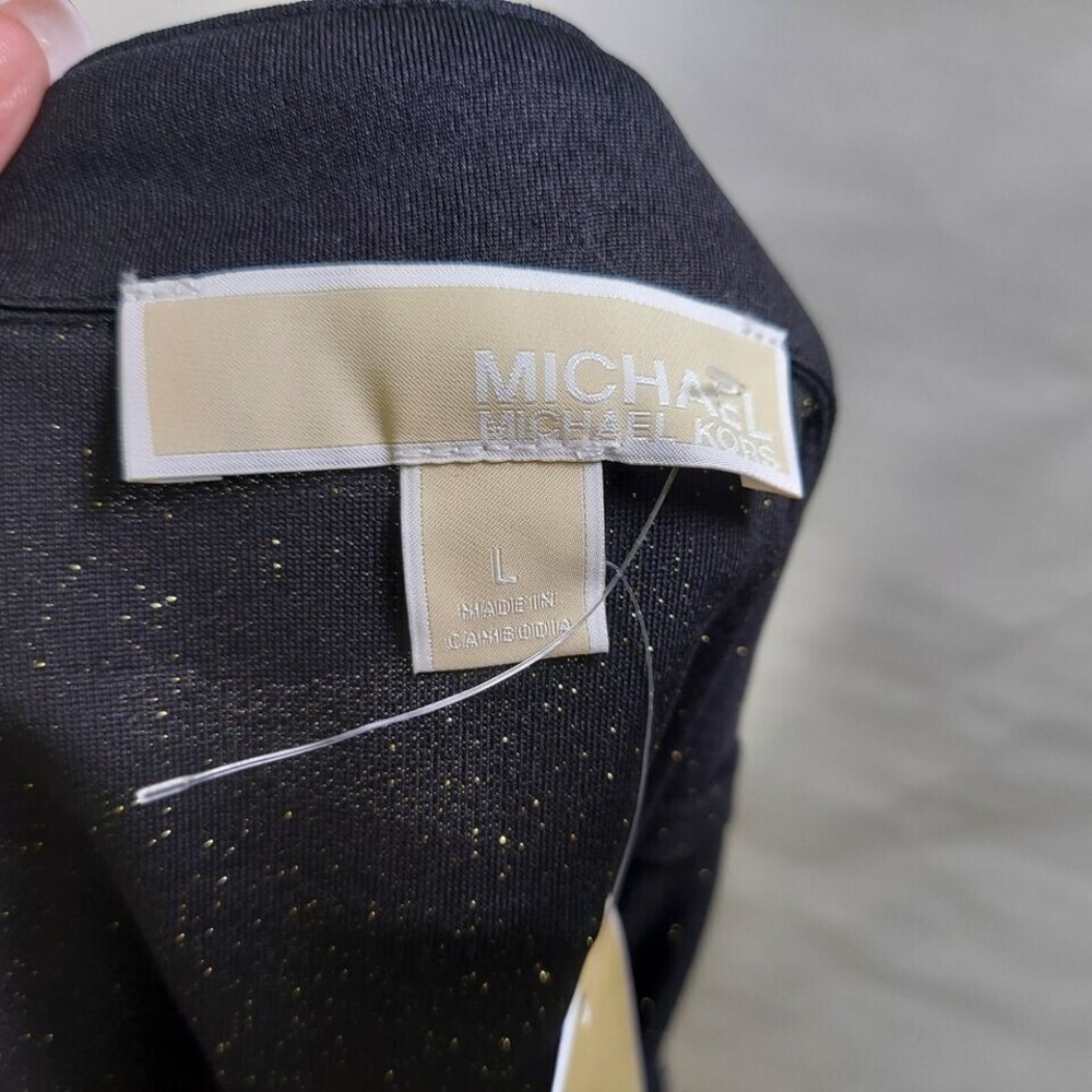 Michael‎ Kors Women Skirt L Gold Metallic Shimmer Hi Lo Stretch Trumpet Disco - Picture 13 of 13